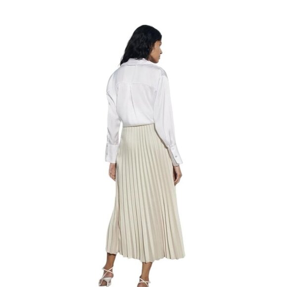 ZARA PLEATED SKIRT Ecru SIZE M | 4387/071 - Picture 3 of 5